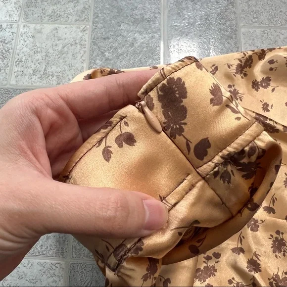 NWT Zara Rose Gold Satin Floral Midi Skirt - Picture 9 of 9